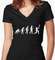 Cricket Evolution Of Man Women's Fitted V-Neck T-Shirt