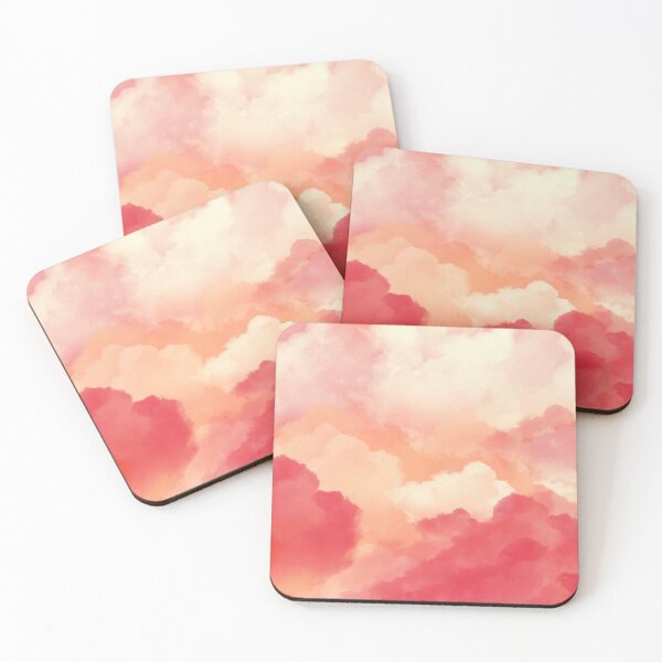 Item preview, Bright Red Orange Pink White Clouds Pattern Watercolor designed and sold by hopecope.