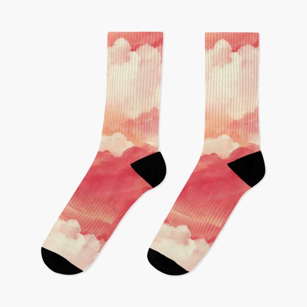 Item preview, Bright Red Orange Pink White Clouds Pattern Watercolor designed and sold by hopecope.