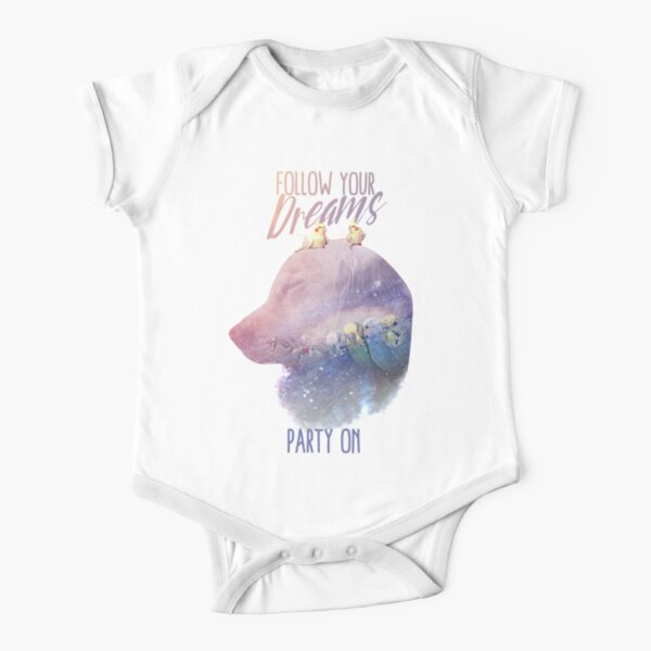 "Party on, Doggo." Short Sleeve Baby One-Piece