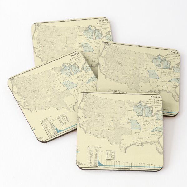 Item preview, Old United States Copper Mining Map (1883) Vintage American Cu Metal Mines Atlas designed and sold by BravuraMedia.