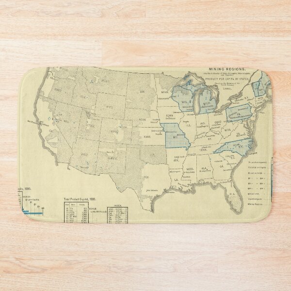 Item preview, Old United States Copper Mining Map (1883) Vintage American Cu Metal Mines Atlas designed and sold by BravuraMedia.