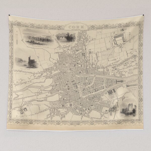 Item preview, Old Cork Ireland Map (1851) Vintage Corcaigh City & Street Atlas designed and sold by BravuraMedia.