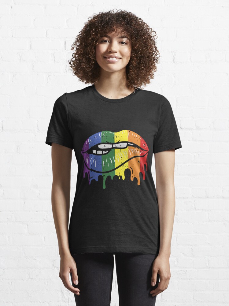 Lip Bite Gay Pride Rainbow Flag Drip Art Lgbt Lesbian T Shirt By Madeleineaw Redbubble
