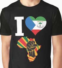 I Love Africa Map Black Power Equatorial Guinea Flag T-Shirt Graphic T-Shirt