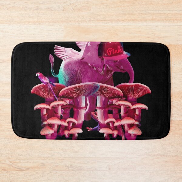 Item preview, trippy magic mushrooms, trippy flying elephants wearing hats, tripping out designed and sold by FACELESS MONKEY.