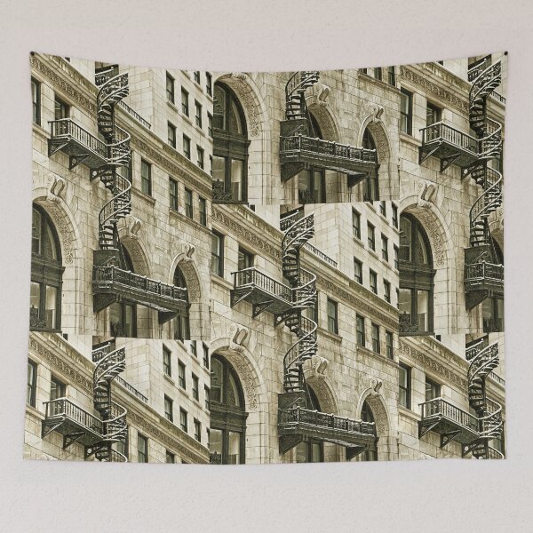 Item preview, ornate spiral fire escape covered with snow in downtown boston massachusetts designed and sold by Stephen Orsillo.