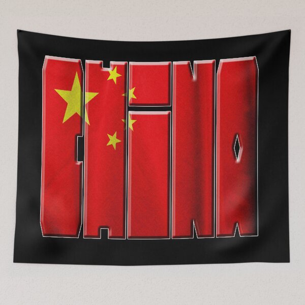 Artikelvorschau, China-Wortname und Flaggenbeschaffenheitsaufkleber. entworfen und verkauft von Maeen-1981.