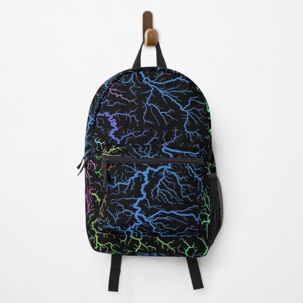 Item preview, Oregon River Basin Map in Rainbow Colours with Black Background designed and sold by GrasshopperGeo.