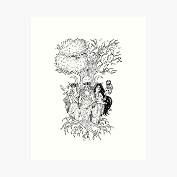 Triple Moon Goddess - Celestial Witch Symbol Art Print