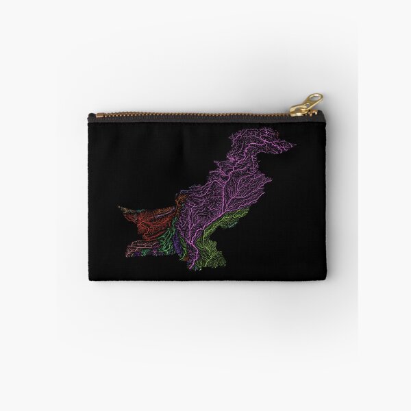Item preview, Pakistan River Basin Map in Rainbow Colours with Black Background designed and sold by GrasshopperGeo.