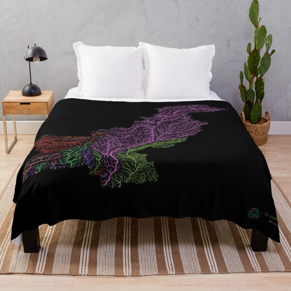 Item preview, Pakistan River Basin Map in Rainbow Colours with Black Background designed and sold by GrasshopperGeo.