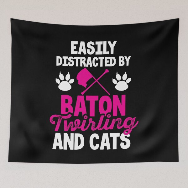 Item preview, Easily Distracted By Baton Twirling and Cats designed and sold by MagicSD Designs.