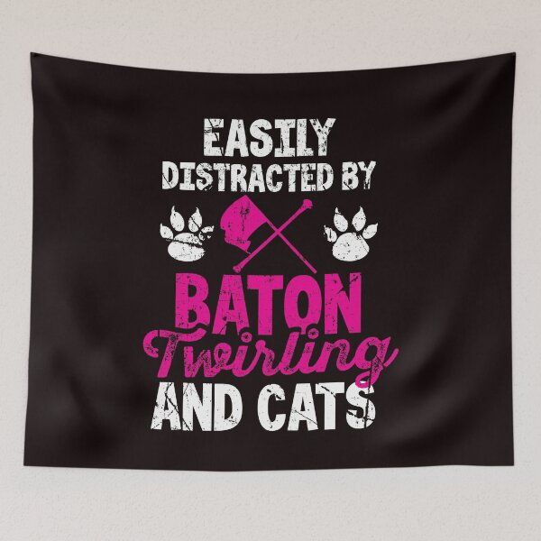 Item preview, Easily Distracted By Baton Twirling and Cats designed and sold by MagicSD Designs.