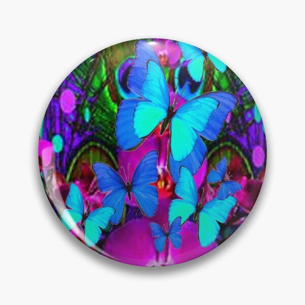 Item preview, PURPLE ORCHIDS BLUE BUTTERFLIES TEAL TROPICAL ART designed and sold by sharlesart.