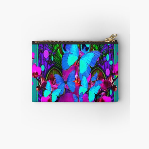 Item preview, PURPLE ORCHIDS BLUE BUTTERFLIES TEAL TROPICAL ART designed and sold by sharlesart.