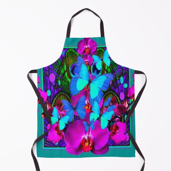 Item preview, PURPLE ORCHIDS BLUE BUTTERFLIES TEAL TROPICAL ART designed and sold by sharlesart.