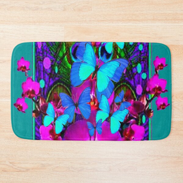 Item preview, PURPLE ORCHIDS BLUE BUTTERFLIES TEAL TROPICAL ART designed and sold by sharlesart.