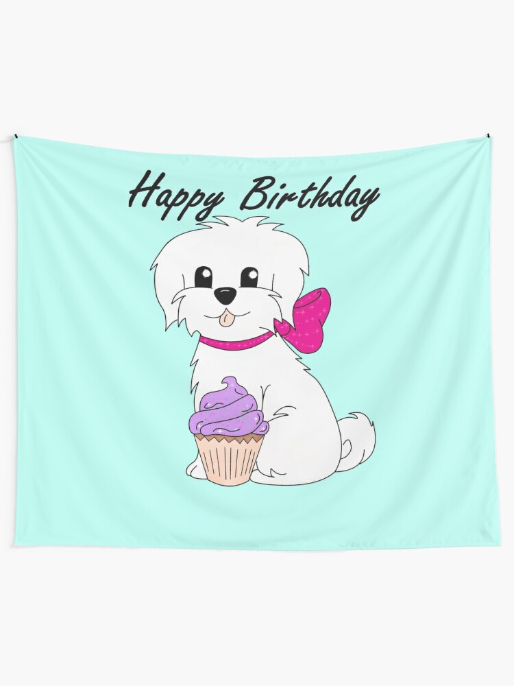 Tentures Joyeux Anniversaire Lily Le Maltais Par Tashapterdowd Redbubble