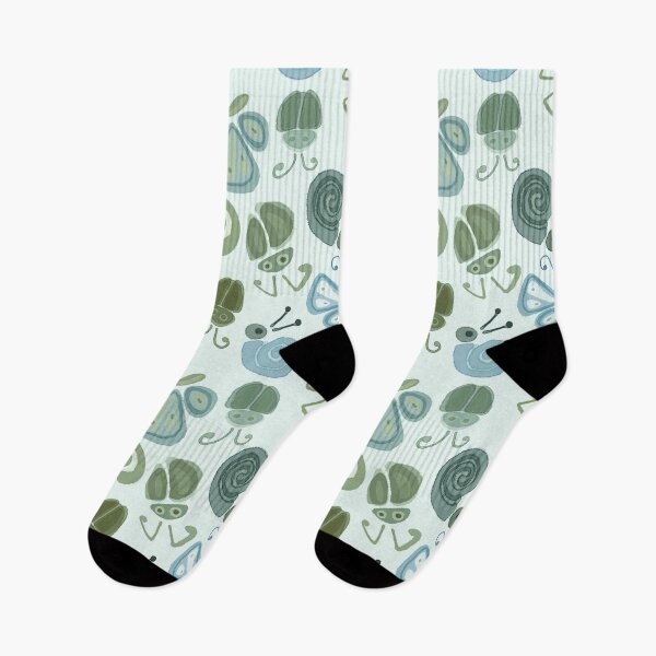Item preview, Green-blue, bright children's print, beetles, butterflies, snails on a light background. designed and sold by UVI-CA.