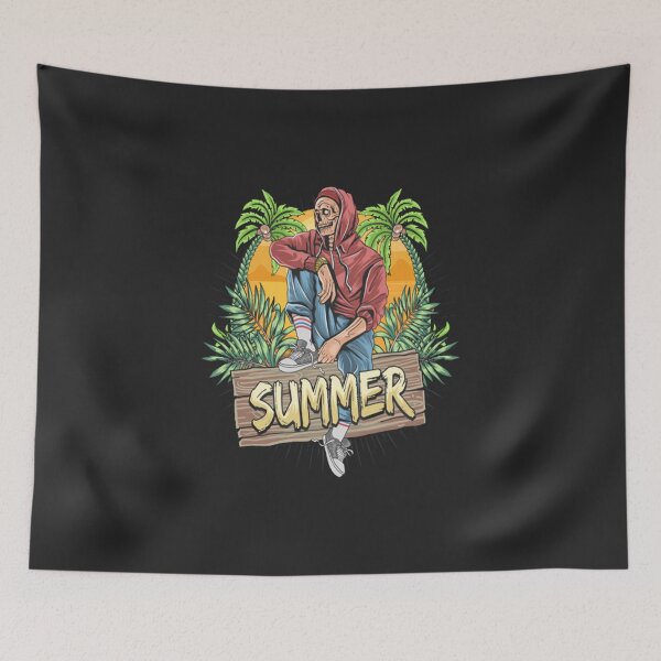 Item preview, Summer stylish illustration with tropical trees and zombie man designed and sold by MomoDesigners.