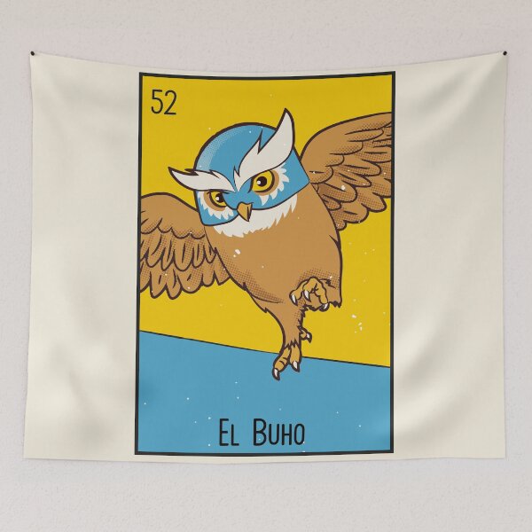 Item preview, El Buho // Mexican Luchador Owl Loteria Card designed and sold by SLAG-Creative.