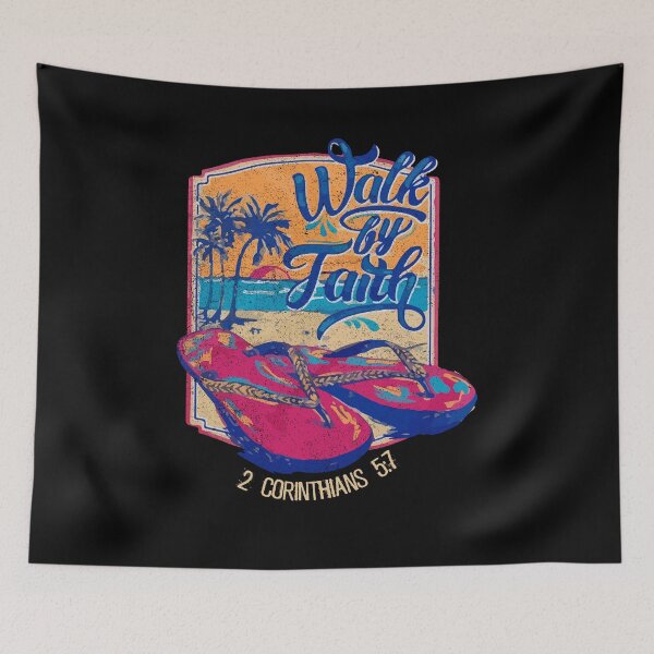 Item preview, Walk by Faith Flip Flop 2 Corinthians 5:7 Christian Verse designed and sold by Dressed For  Duty.