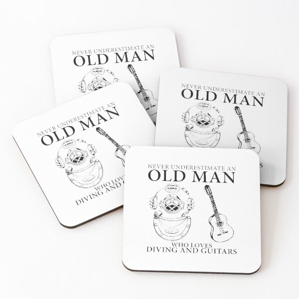 Item preview, NEVER UNDERESTIMATE AN OLD MAN WHO LOVES DIVING AND GUITARS  designed and sold by Decker21.