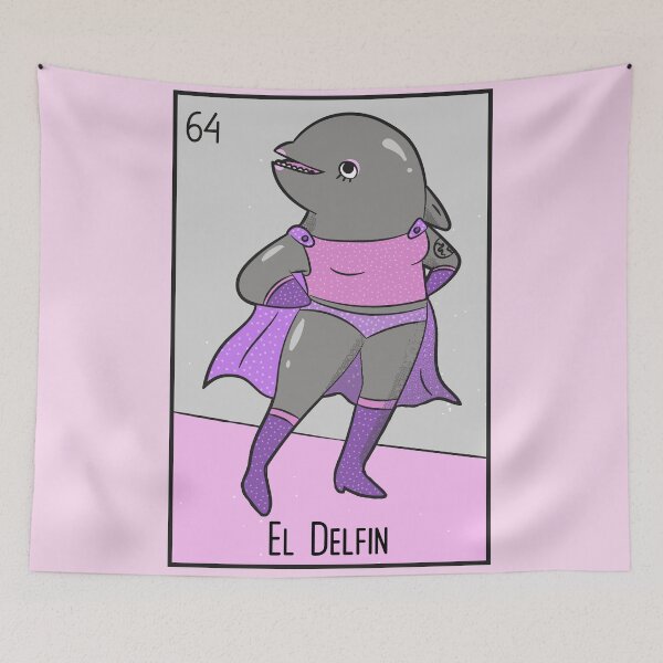 Artikelvorschau, El Delfin // Mexikanische Luchador Dolphin Loteria Card entworfen und verkauft von SLAG-Creative.