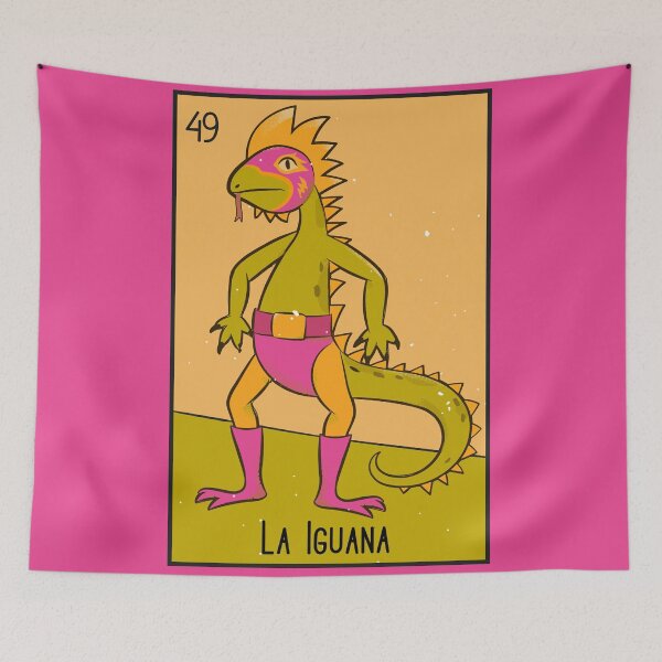 Item preview, La Iguana // Mexican Luchador Loteria Card designed and sold by SLAG-Creative.