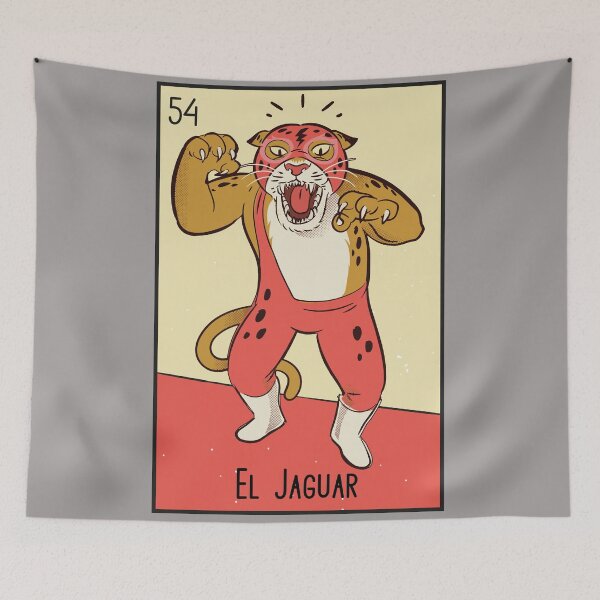 Item preview, El Jaguar // Mexican Luchador Loteria Card designed and sold by SLAG-Creative.
