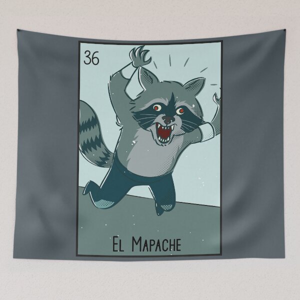 Item preview, El Mapache // Mexican Luchador Loteria Card designed and sold by SLAG-Creative.