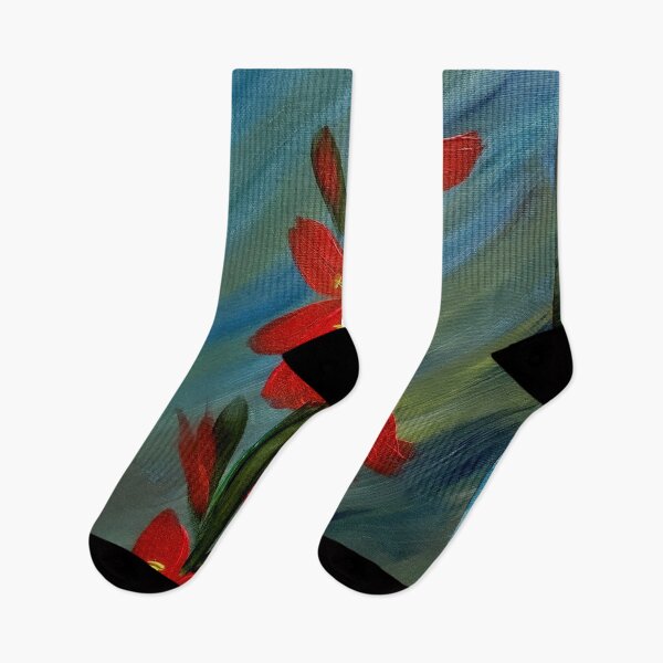 Item preview, Red lillys growing wild in a field designed and sold by kkartwork.
