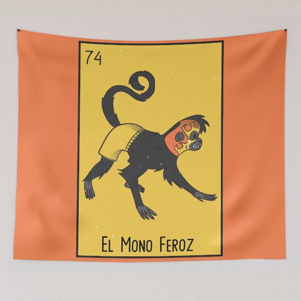 Item preview, El Mono Feroz // Mexican Luchador Loteria Card designed and sold by SLAG-Creative.