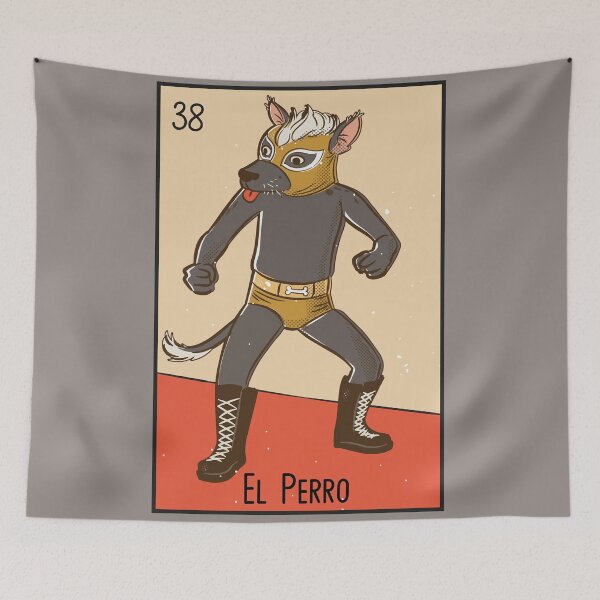 Item preview, El Perro Mexicano // Mexican Luchador Dog Loteria Card designed and sold by SLAG-Creative.