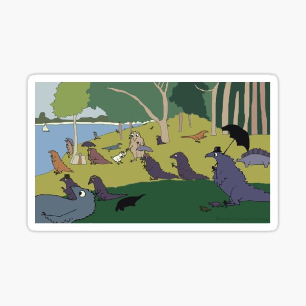A Prehistoric Afternoon on the Island of La Grande Jatte Sticker