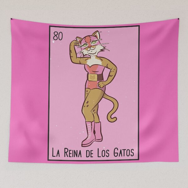 Item preview, La Reina de los Gatos // Mexican Luchador Cat Loteria Card designed and sold by SLAG-Creative.
