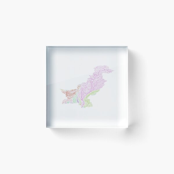 Item preview, Pakistan River Basin Map in Rainbow Colours with White Background designed and sold by GrasshopperGeo.