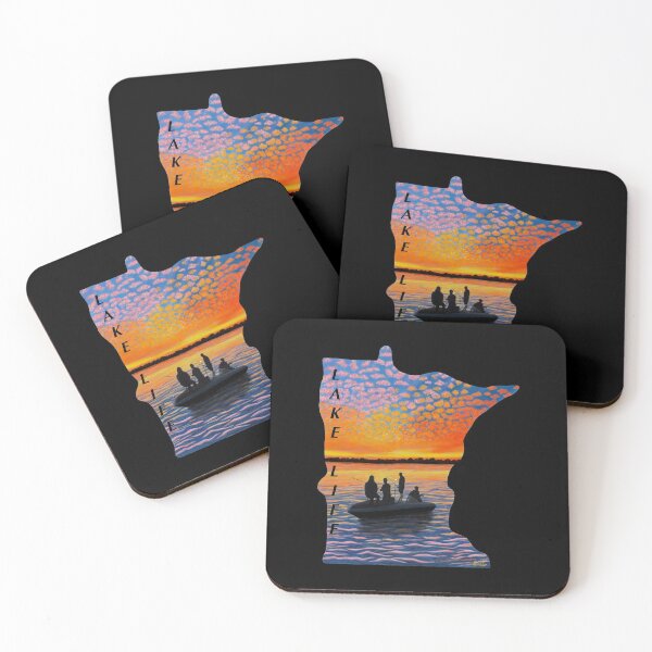 Item preview, Lake Life Minnesota Silhouette - black background designed and sold by EcoElsa.