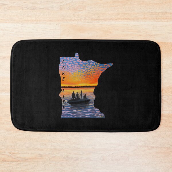 Item preview, Lake Life Minnesota Silhouette - black background designed and sold by EcoElsa.