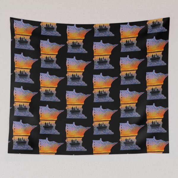 Item preview, Lake Life Minnesota Silhouette - black background designed and sold by EcoElsa.