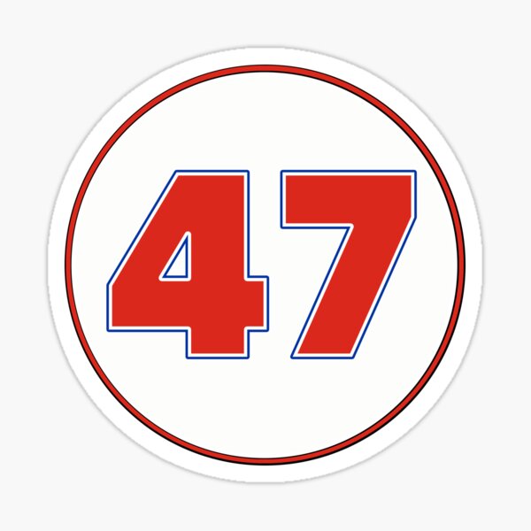 "Vintage Style Race Number 47 Red and Blue" Sticker for Sale by