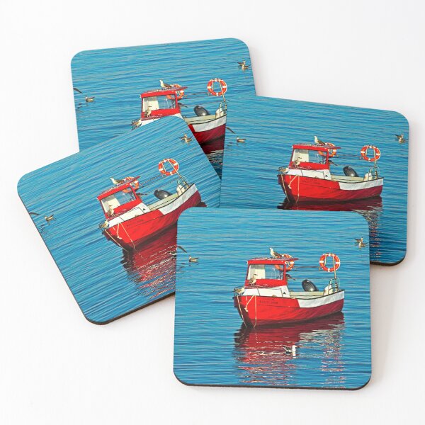 Item preview, Seagulls Fishing Anchored Red Boat Sea Seascape  designed and sold by worldways.