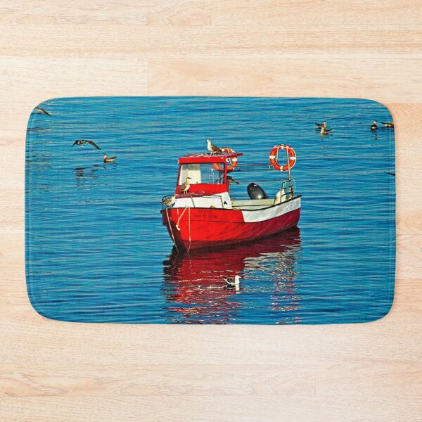 Item preview, Seagulls Fishing Anchored Red Boat Sea Seascape  designed and sold by worldways.