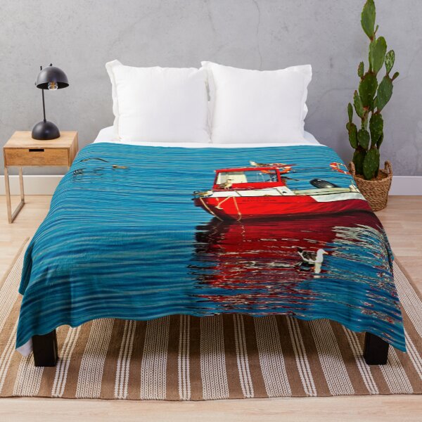 Item preview, Seagulls Fishing Anchored Red Boat Sea Seascape designed and sold by worldways.