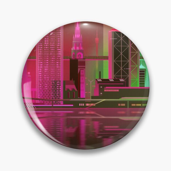 Item preview, Pink & green neon skyscrapers designed and sold by NexusArts.