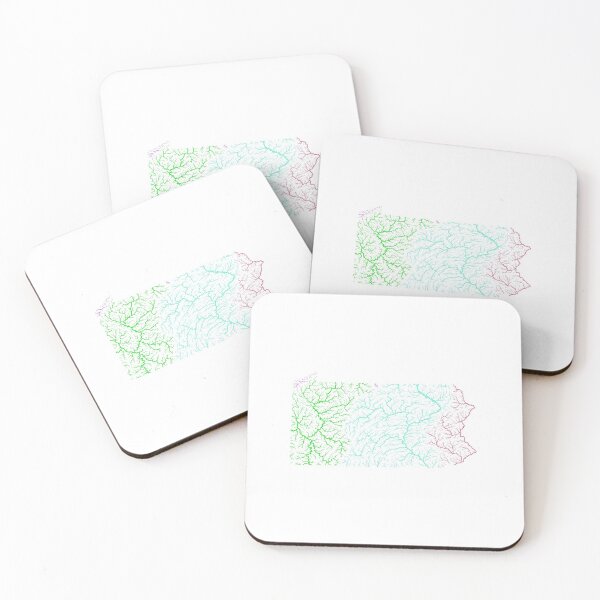 Item preview, Pennsylvania River Basin Map in Rainbow Colours with White Background designed and sold by GrasshopperGeo.