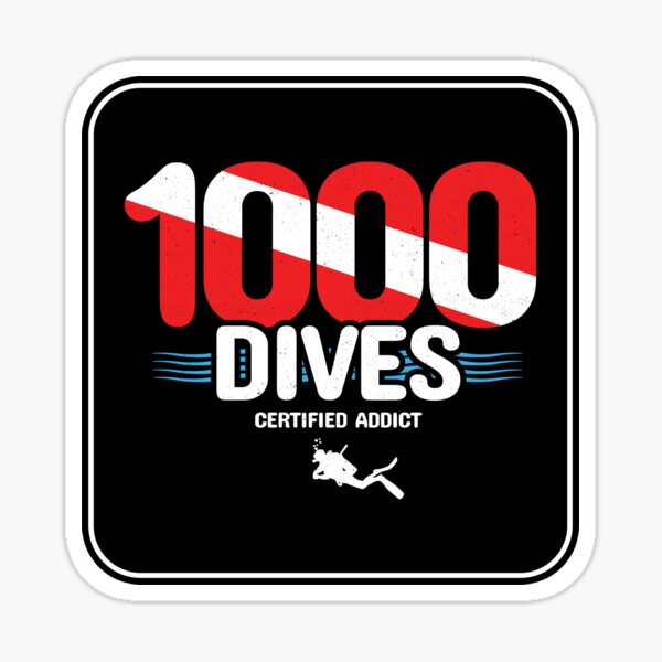 1000th Dive - Diver Down Flag - Scuba Diving Sticker