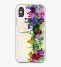 Paris skyline in watercolor background iPhone Case