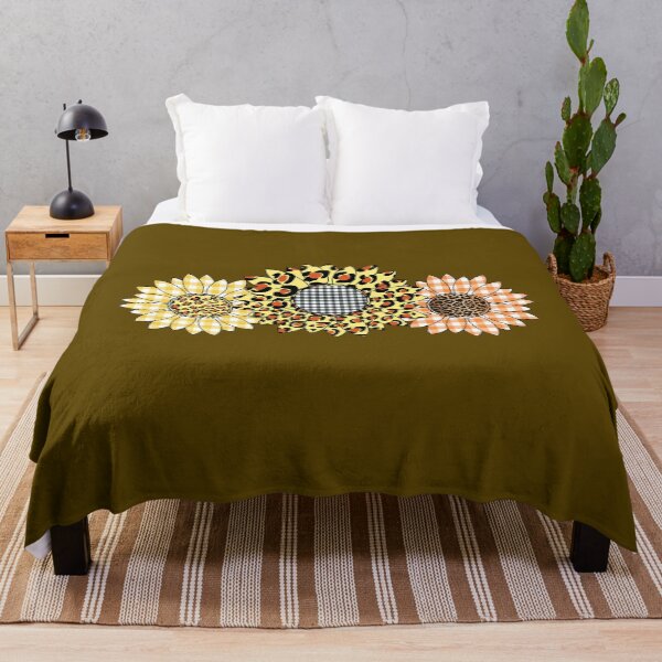 Item preview, 3 Sunflowers with Leopard and Yellow Gingham Plaid Harvest designed and sold by funnytshirtemp.
